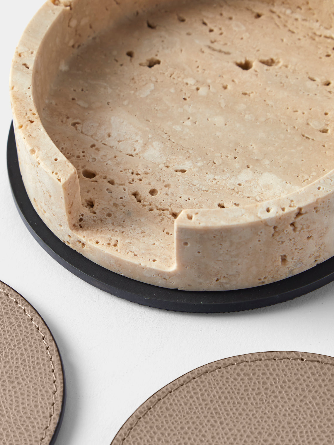 Giobagnara - Positano Marble Coasters with Holder (Set of 6) - Beige - ABASK