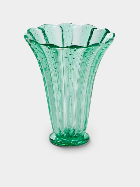 Antique and Vintage - 1940s Barovier & Toso Glass Vase (9.5in/24.5cm) - Green - ABASK - 