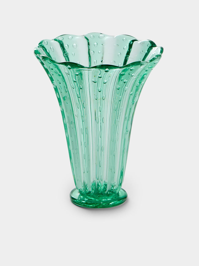 Antique and Vintage - 1940s Barovier & Toso Glass Vase (9.5in/24.5cm) - Green - ABASK - 