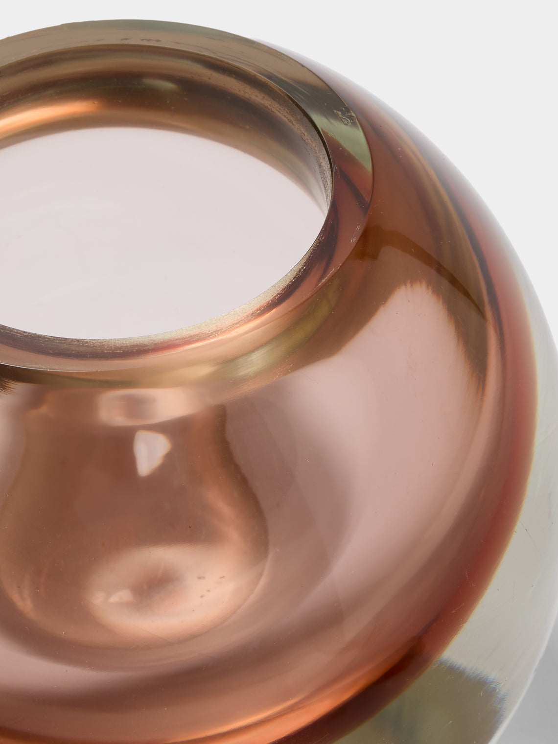 Antique and Vintage - 1950s Flavio Poli for Seguso Vetri d’Arte Murano Glass Ball Vase (6.5in/16cm) - Pink - ABASK