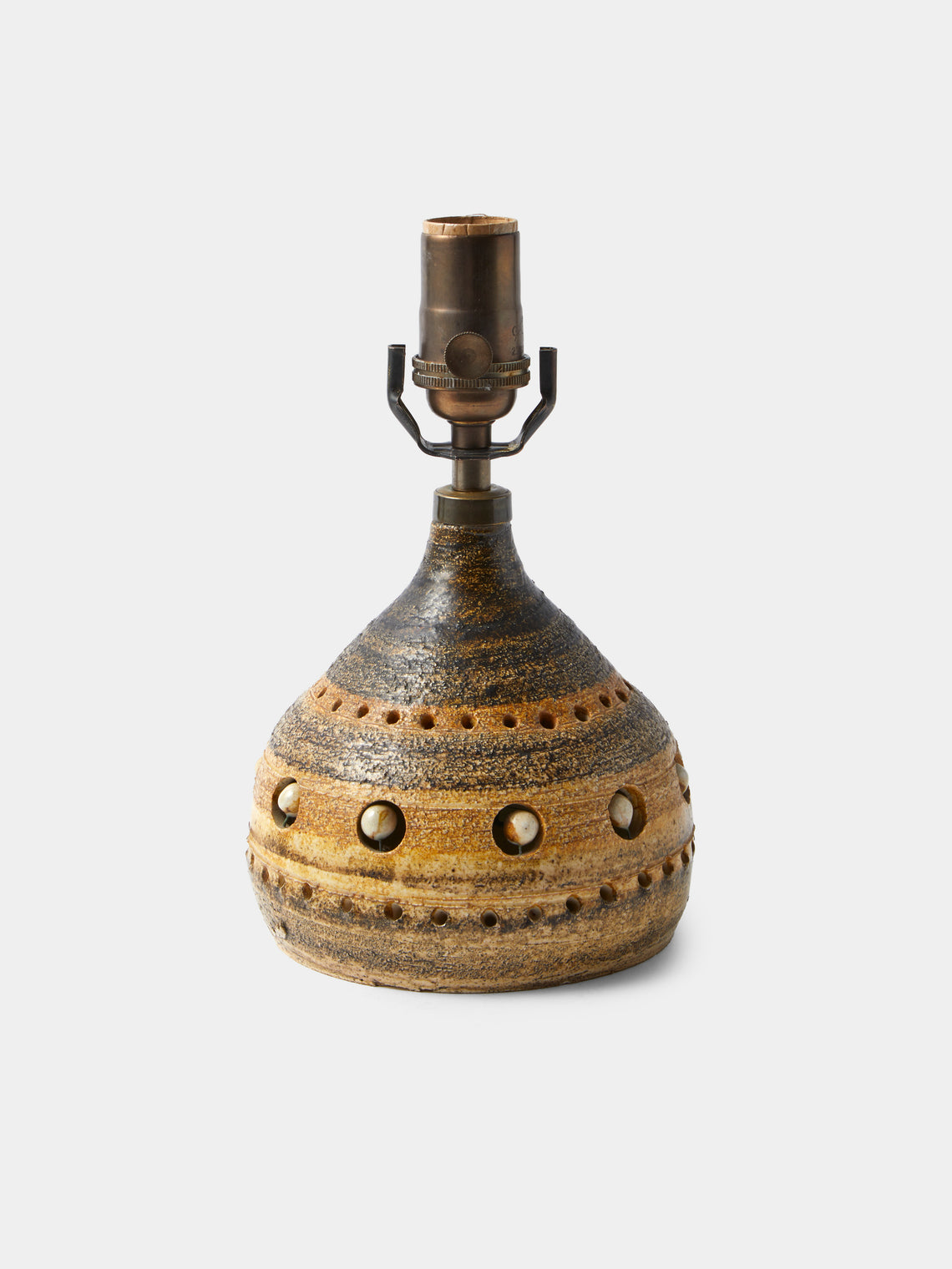 Antique and Vintage - 1960s Georges Pelletier Ceramic Table Lamp - Brown - ABASK - 