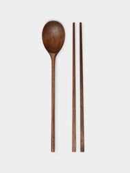 Jaejin Choi - Hand-Carved Walnut Spoon and Chopsticks Set -  - ABASK - 