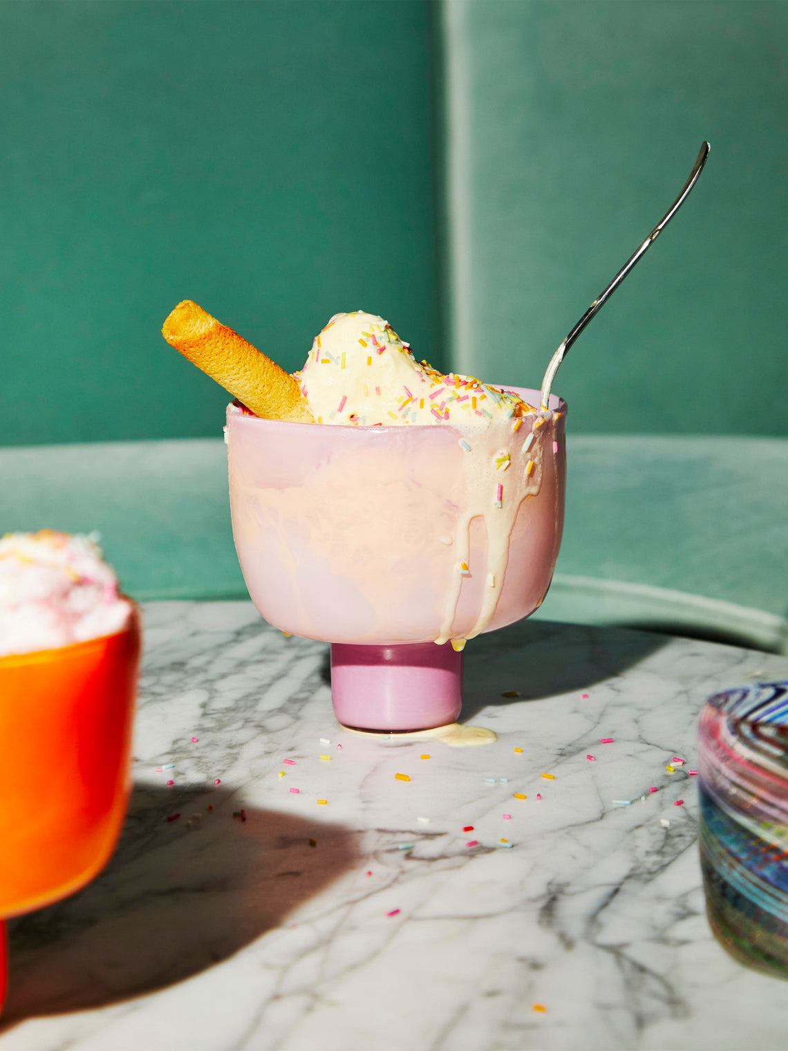 Pierrot Doremus - Hand-Blown Glass Ice Cream Bowls (Set of 4) - Pink - ABASK