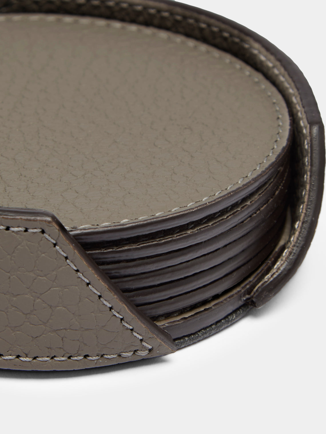 Cassigoli - Leather Coasters (Set of 6) - Gray - ABASK