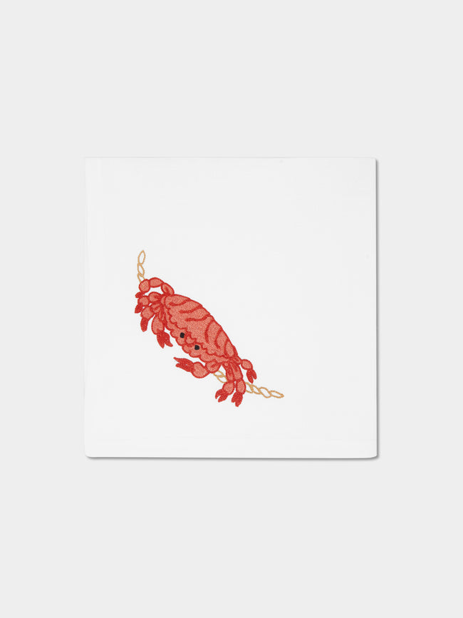 Loretta Caponi - Crabs with Rope Hand-Embroidered Linen Napkins (Set of 6) -  - ABASK - 