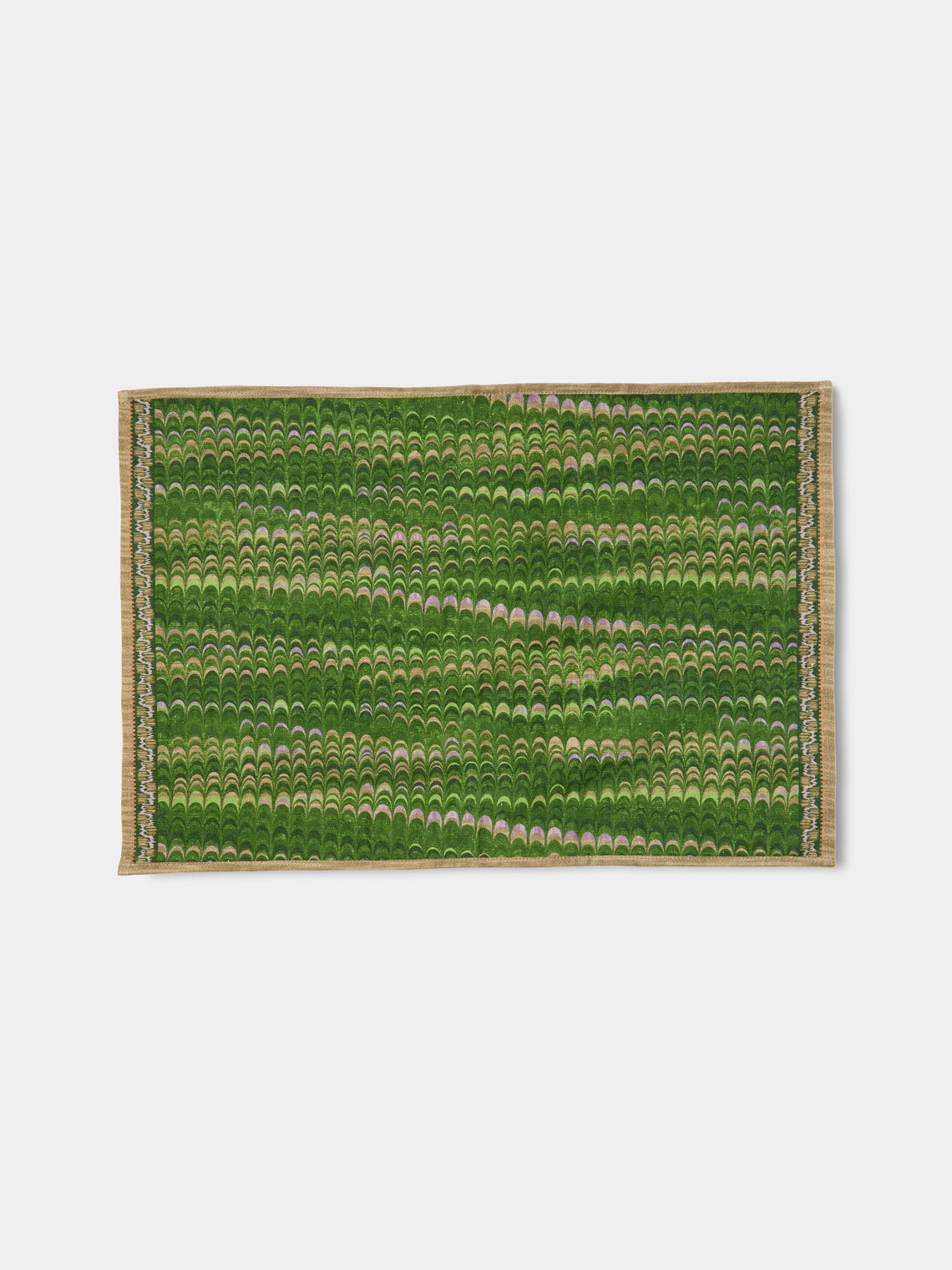 D'Ascoli - | Set of 4 | Gamine Printed Linen Placemats - Green - ABASK - 