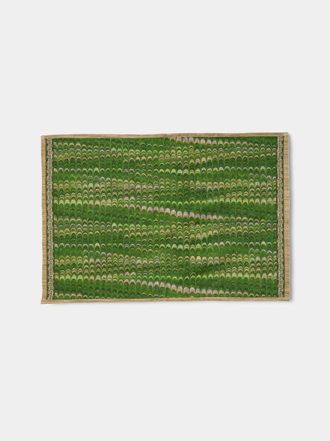 D'Ascoli - | Set of 4 | Gamine Printed Linen Placemats - Green - ABASK - 
