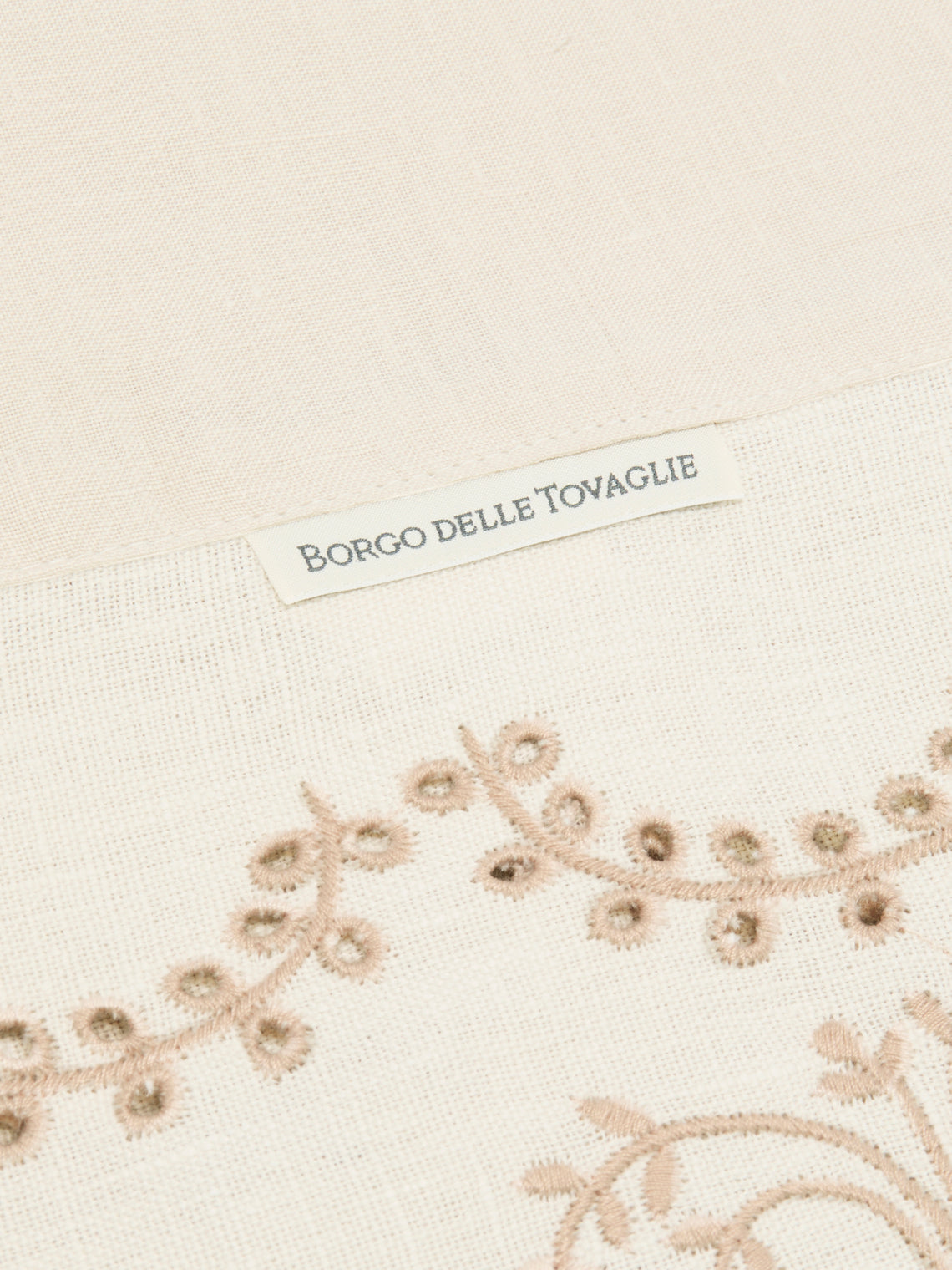 Borgo delle Tovaglie - Eden Embroidered Linen Large Rectangular Tablecloth - Natural - ABASK
