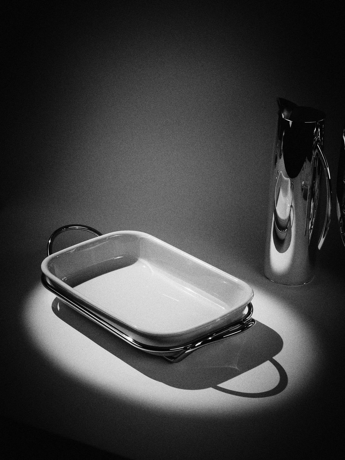 Greggio - Grand Gourmet Porcelain and Silver-Plated Casserole Dish - Silver - ABASK