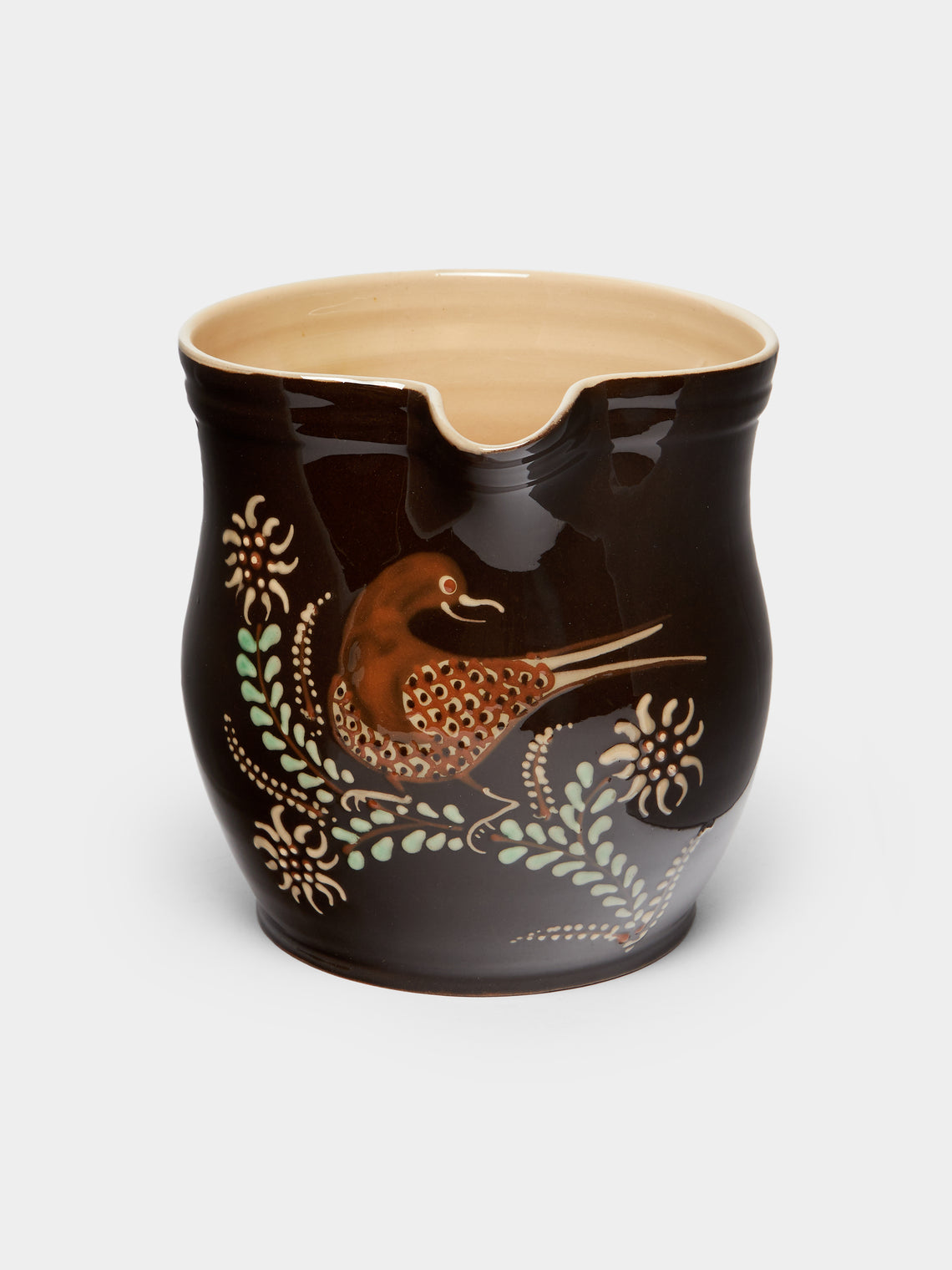 Birds Hand-Painted Ceramic Rounded Jug