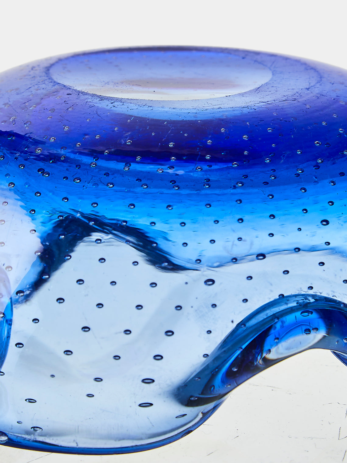 Antique and Vintage - Mid-Century Glass Ashtray - Blue - ABASK