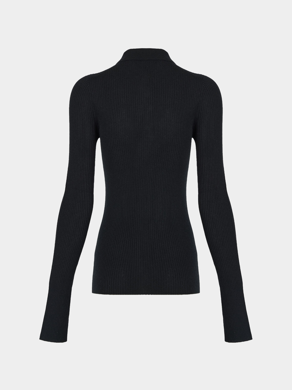 Arch4 - Nightingale Baby Goat Cashmere Long-Sleeved Polo Top | Size: S - Black - ABASK