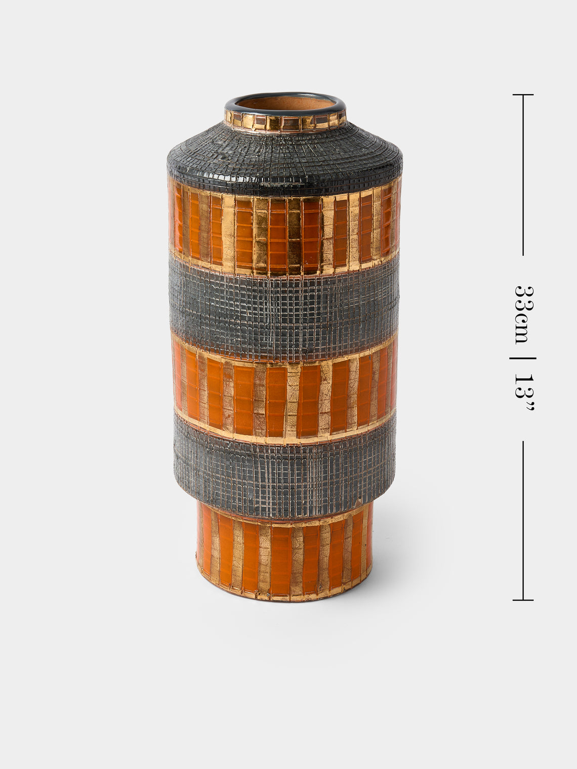 Antique and Vintage - Mid-Century Bitossi Ceramiche Ceramic Vase (13in/33cm) - Orange - ABASK