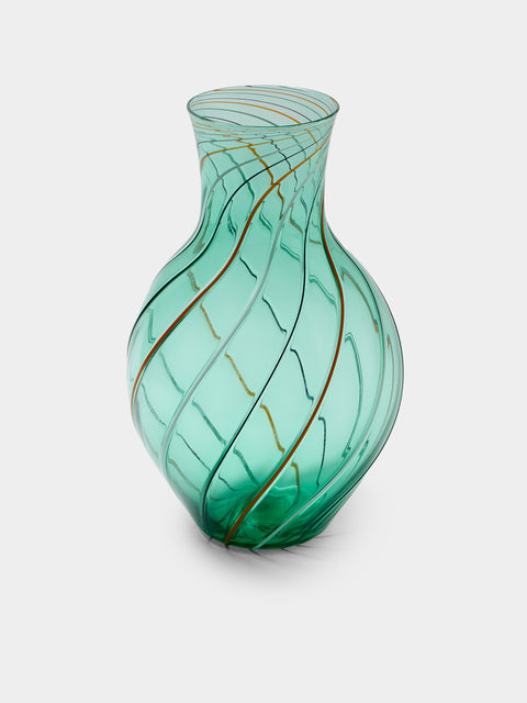 Antique and Vintage - 1980s Marco Toso Borella Murano Glass Vase (14.5in/37cm) - Green - ABASK - 