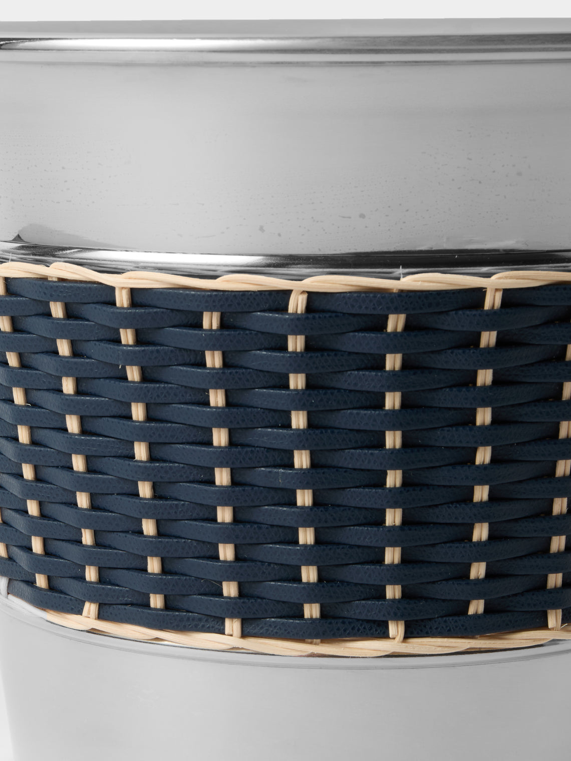 Pigment France - Menton Leather and Rattan 2/3-Bottle Champagne Bucket - Blue - ABASK