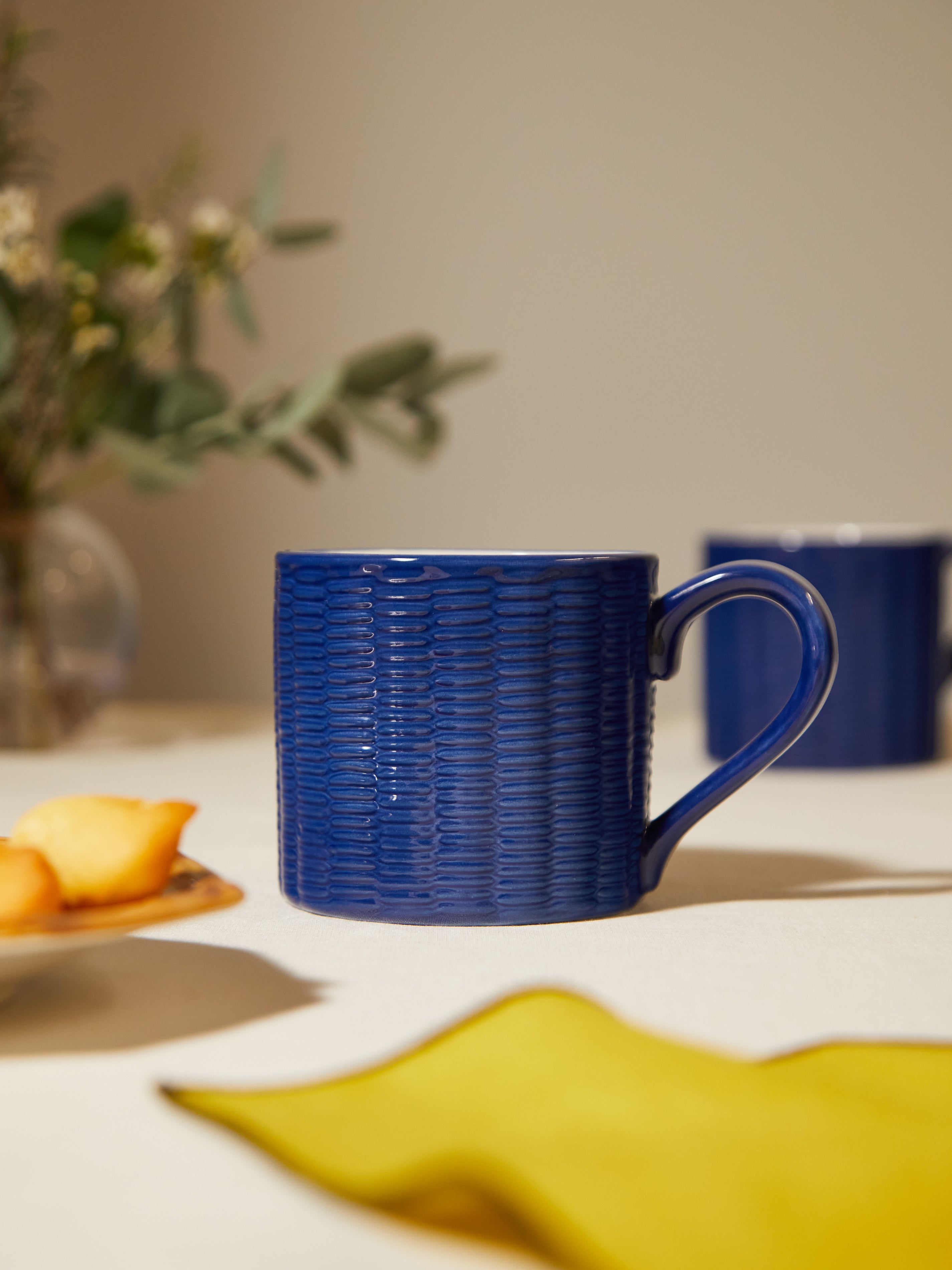 Wicker Hand-Painted Ceramic Mugs (Set of 4)