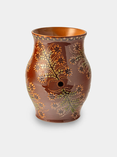 Poterie d’Évires - Flowers Hand-Painted Ceramic Vase (8in/20cm) - Light Brown - ABASK - 
