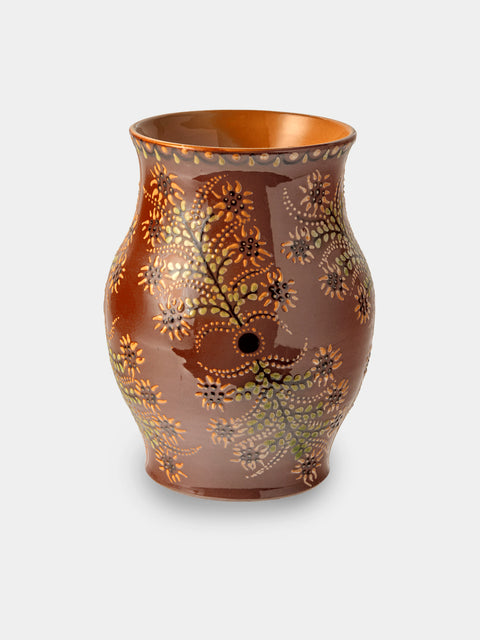 Poterie d’Évires - Flowers Hand-Painted Ceramic Vase (8in/20cm) - Light Brown - ABASK - 