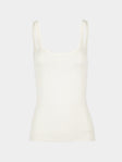 Ryan Roche - Cashmere Featherweight Ribbed Tank Top | Size: S - Cream - ABASK - 