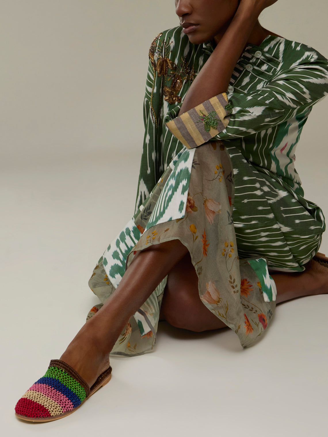 Nazzy Beglari - Hand-Loomed Ikat Silk and Cotton Dress | One Size - Multiple - ABASK