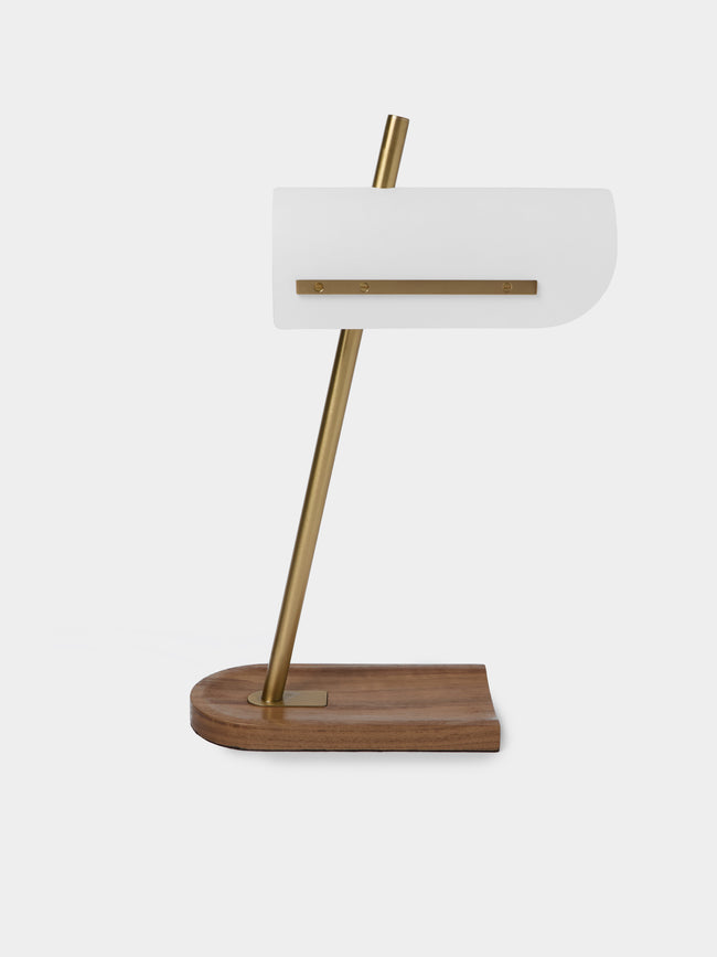 Joe Armitage - Modernist Walnut and Brass Desk Lamp - Brown - ABASK - 