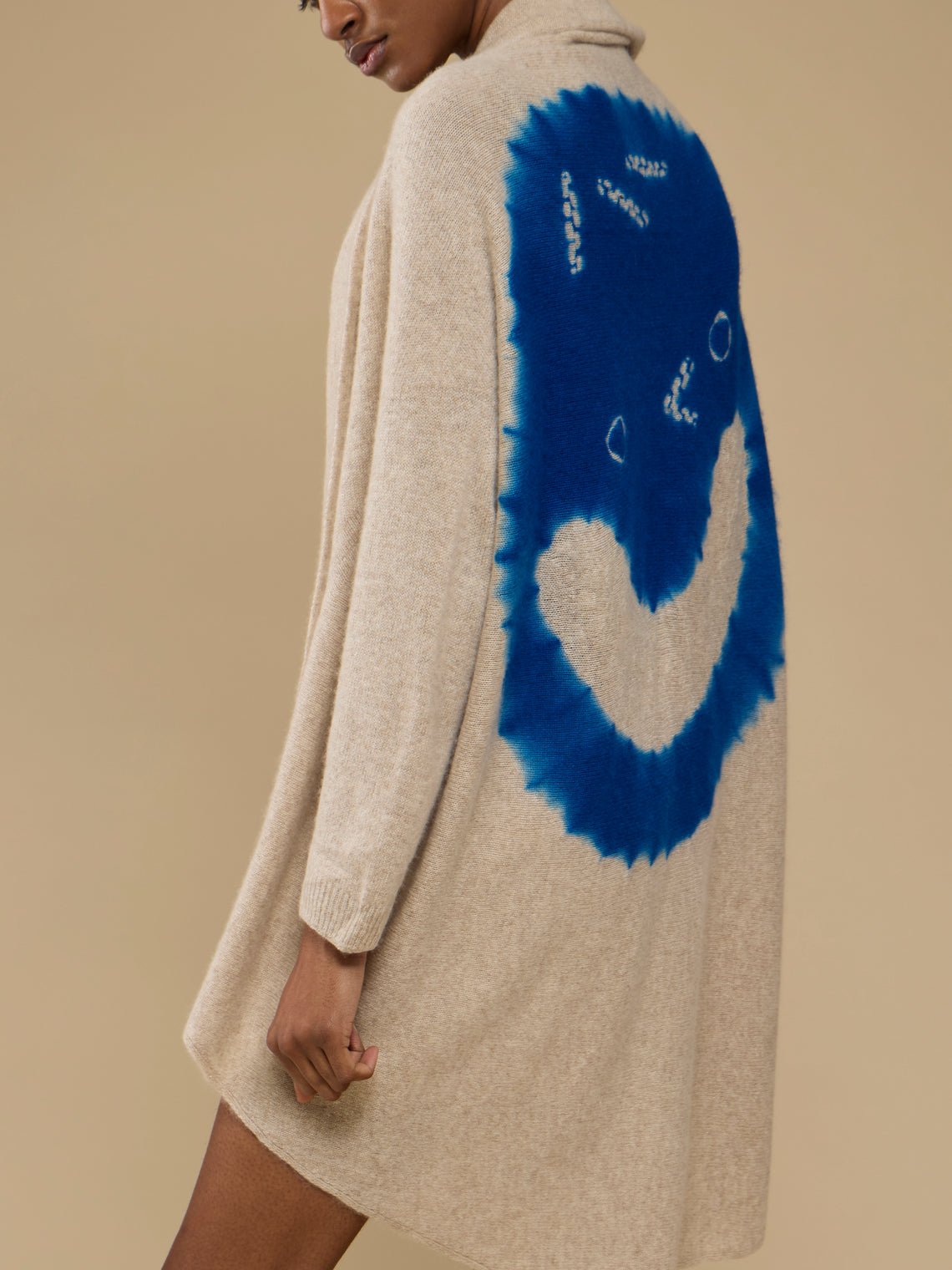 Suzusan - Face Shibori Cashmere Upside-Down Cape | One Size - Beige - ABASK