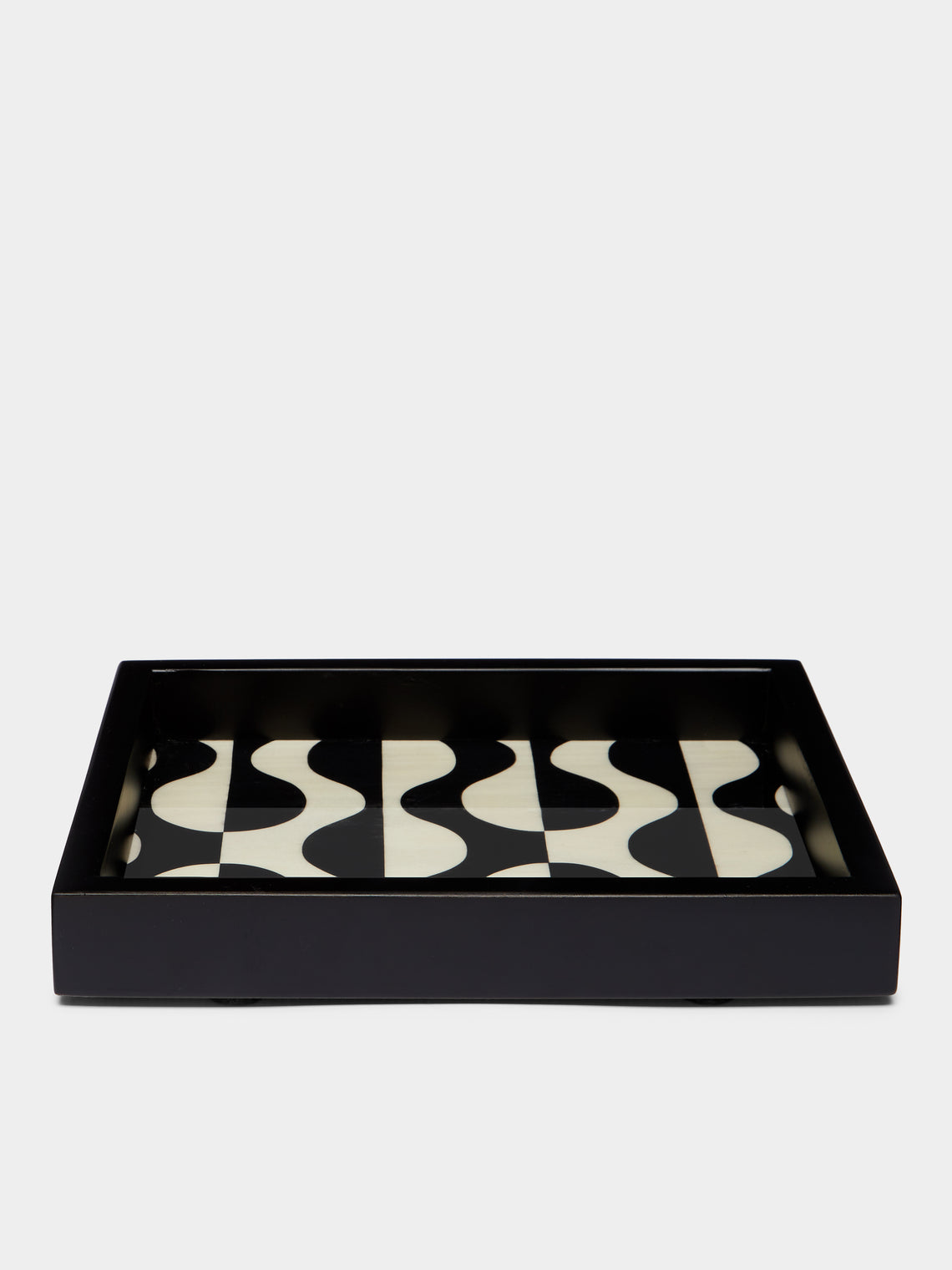 Waves Wood Inlay Tray (10.5in/27cm)