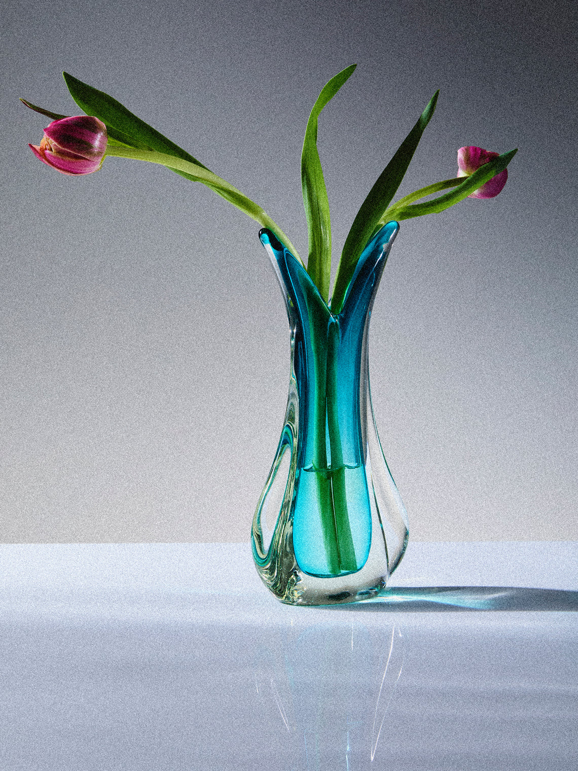 Antique and Vintage - Mid-Century Crystal Vase - Blue - ABASK