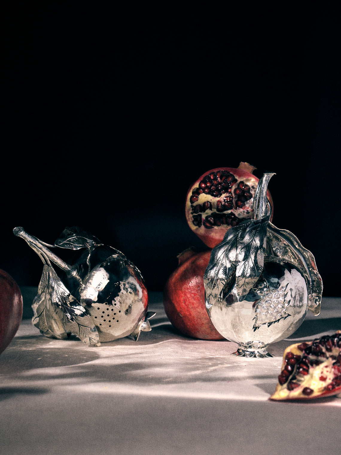 Silver - Pomegranate Sterling Silver Salt and Pepper Shakers (Set of 2) - Silver - ABASK