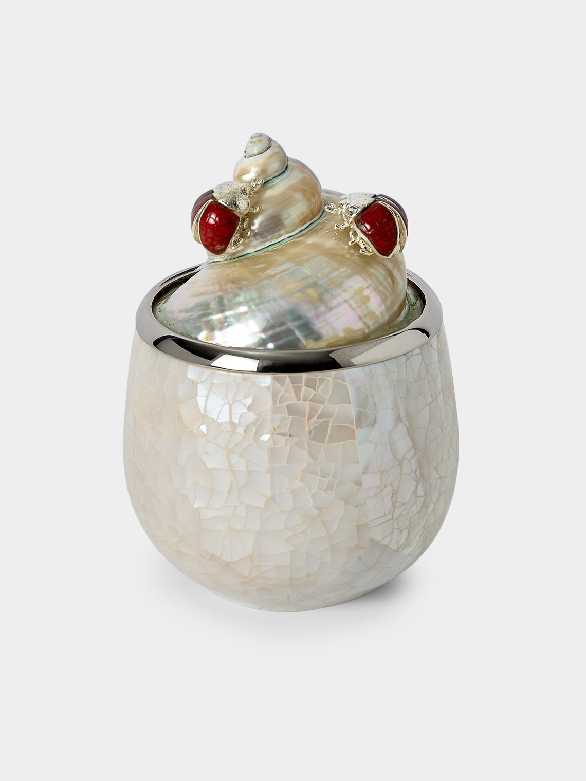 Objet Luxe - Ladybirds Bees Mother-of-Pearl and Silver-Plated Jam Pot - Ivory - ABASK - 