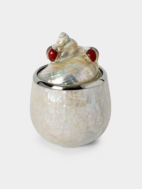 Objet Luxe - Ladybirds Bees Mother-of-Pearl and Silver-Plated Jam Pot - Ivory - ABASK - 