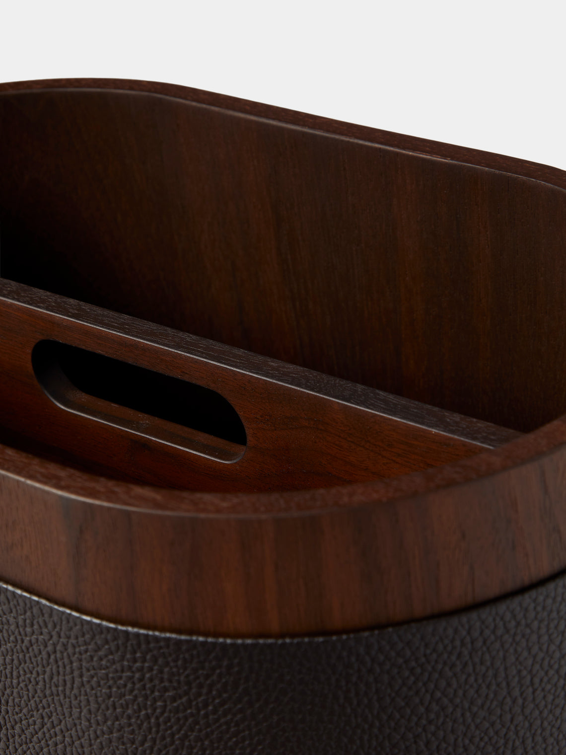 Giobagnara - Dama Leather and Wood Magazine Holder - Brown - ABASK