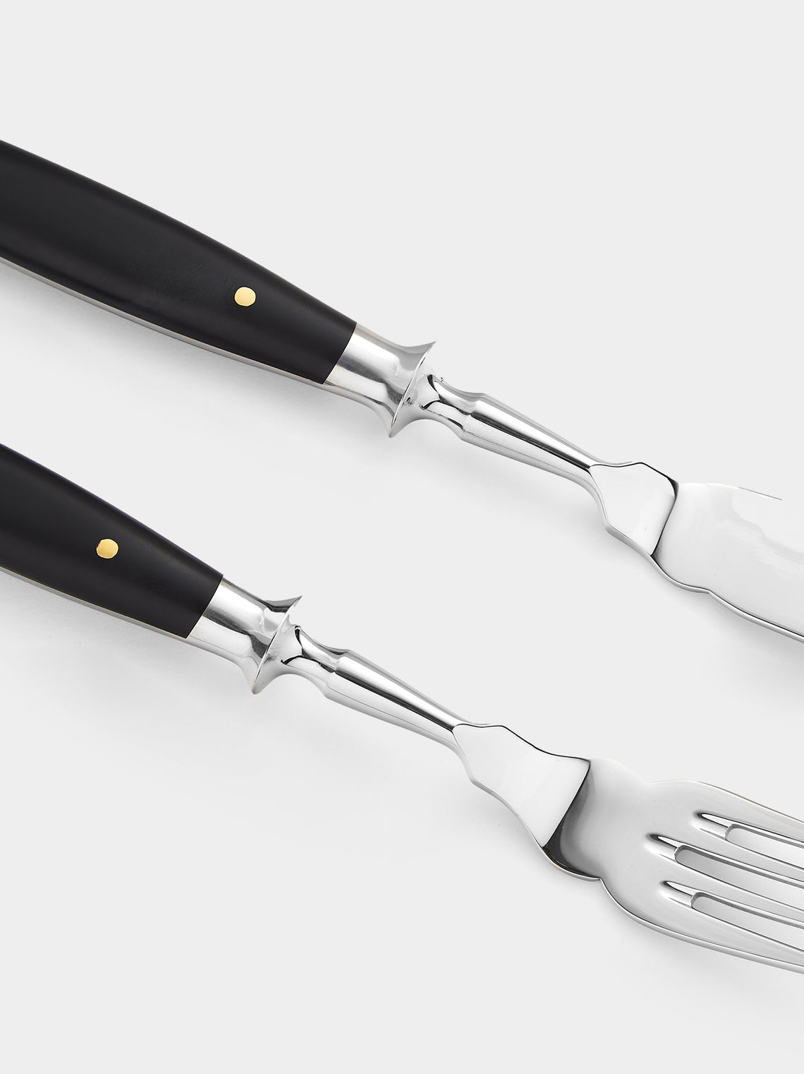 Eichenlaub - Resin Old German Fish Cutlery (Set of 2 Pieces) - Black - ABASK