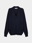 Arch4 - Oona Baby Goat Cashmere V-Neck Sweater | Size: S - Navy - ABASK - 