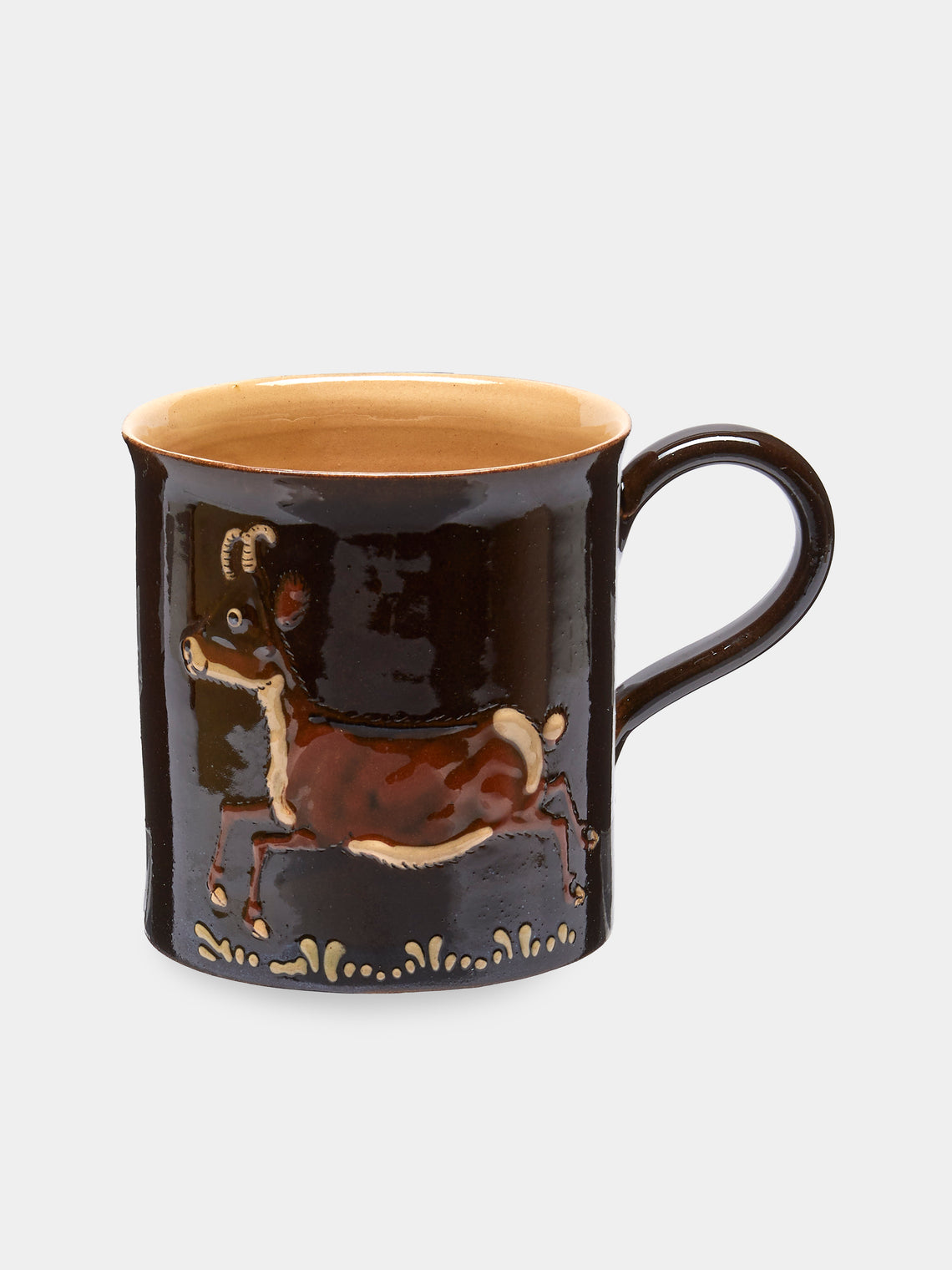 Poterie d’Évires - Animals Hand-Painted Ceramic Mugs (Set of 6) - Dark brown - ABASK