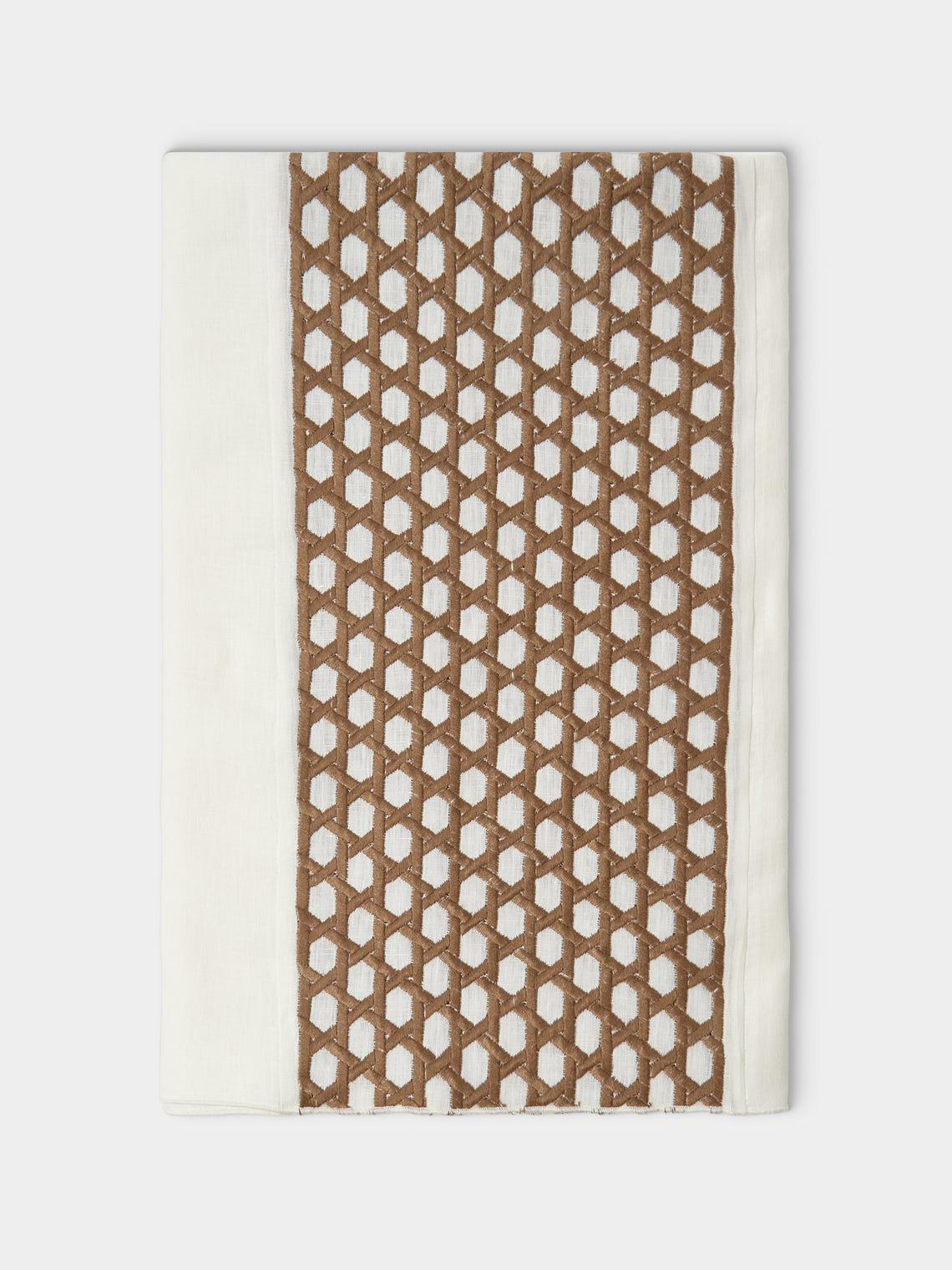 Borgo delle Tovaglie - Penelope Embroidered Linen Rectangular Tablecloth (126in/3.2m) - White - ABASK