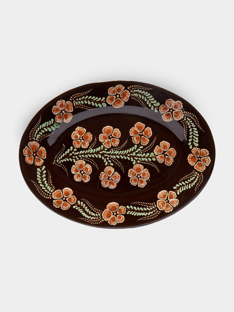Poterie d’Évires - Flowers Hand-Painted Ceramic Oval Serving Platter -  - ABASK - 