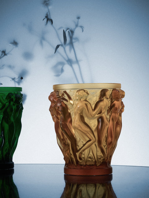 Lalique - Bacchantes Crystal Vase (10in/25cm) - Orange - ABASK