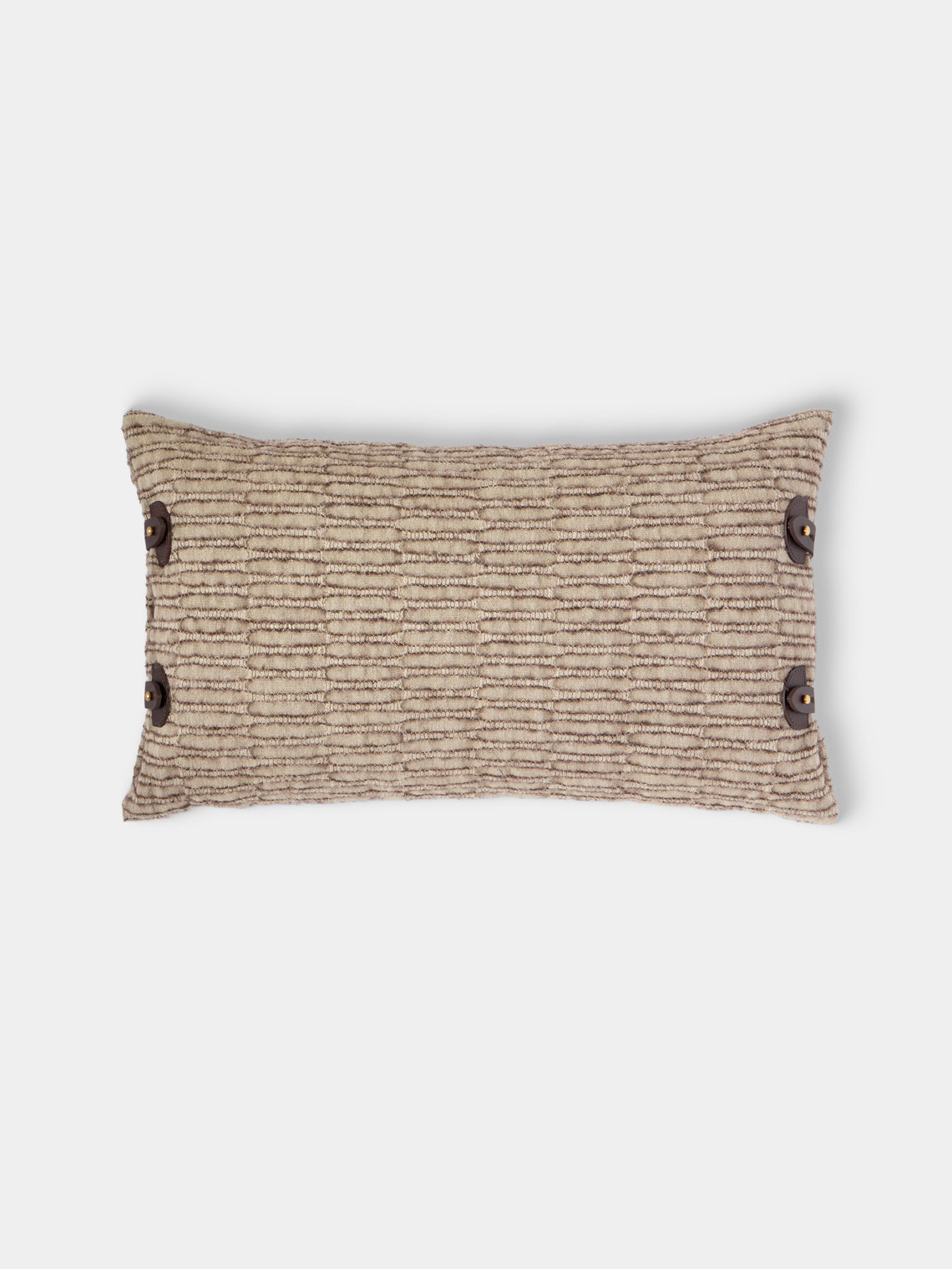 de Le Cuona - Nara Buckle Linen and Alpaca Cushion (23.5in/60cm) - Brown - ABASK