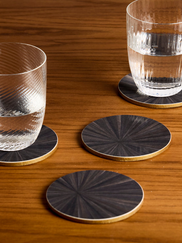 HestiaLiving - Soleil Wood Coasters (Set of 4) - Dark Gray - ABASK
