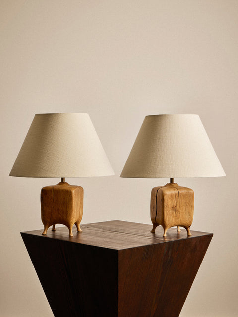 Jamie Gaunt Designs - | Set of 2 | No. 1 Natural Oak Mini Table Lamps - Natural - ABASK
