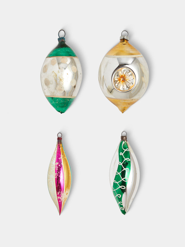 Antique and Vintage - Early-20th-Century Droplets Glass Baubles (Set of 4) - Green - ABASK - 