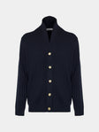 Arch4 - Denver Baby Goat Cashmere Stretch-Knit Cardigan | Size: M - Navy - ABASK - 