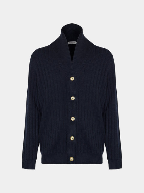 Arch4 - Denver Baby Goat Cashmere Stretch-Knit Cardigan | Size: M - Navy - ABASK - 