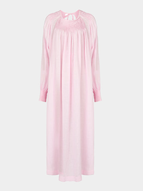 Les Vacances D'Irina - Robe de Nuit Linen Long Dress - Light pink - ABASK - 