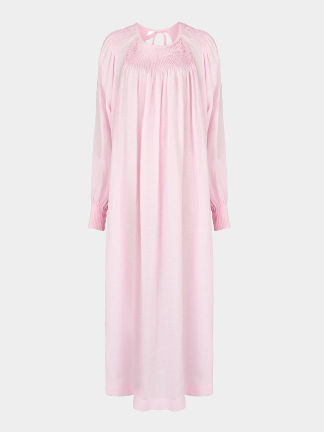 Les Vacances D'Irina - Robe de Nuit Linen Long Dress - Light pink - ABASK - 