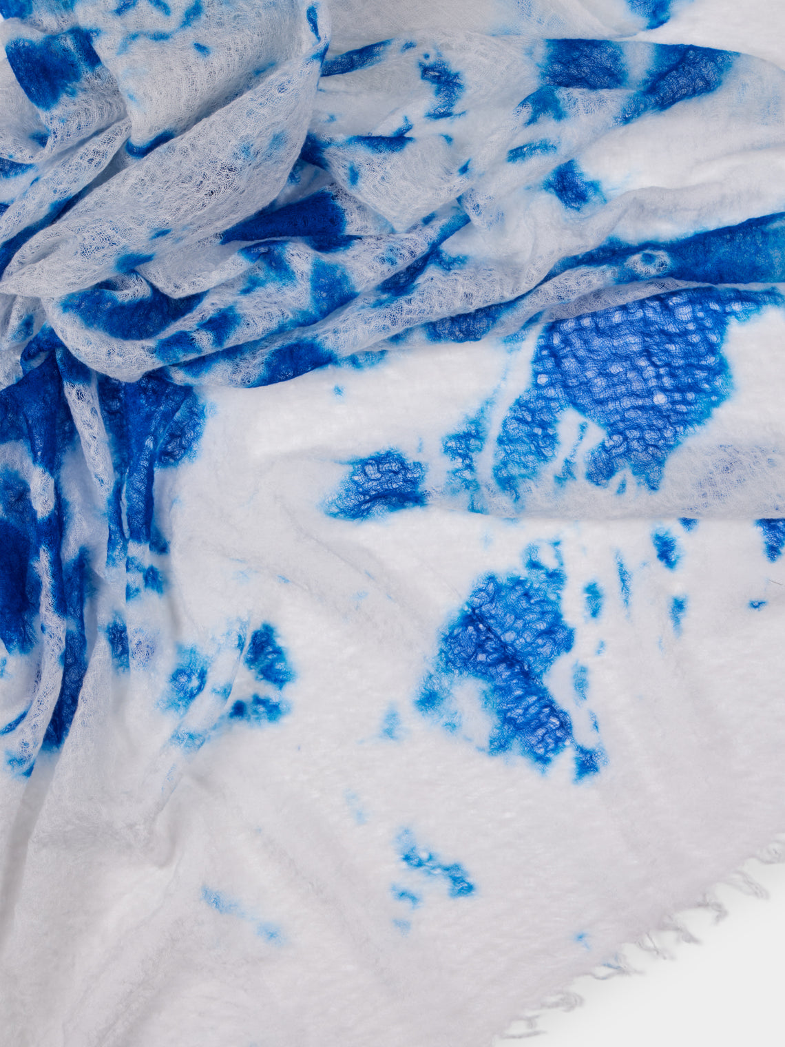 Suzusan - Shibori Cashmere Featherweight Shawl (94.5in/2.4m) - Blue - ABASK