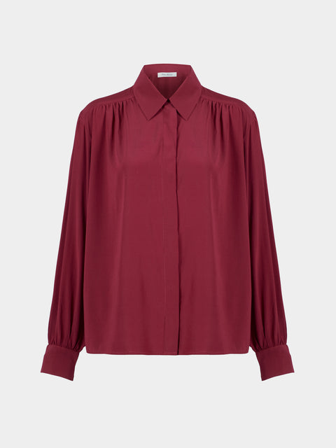 Ryan Roche - Silk Collared Blouse | Size: S - Red - ABASK - 