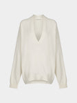 Arch4 - Oona Baby Goat Cashmere V-Neck Sweater | Size: S - Ivory - ABASK - 