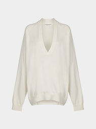 Arch4 - Oona Baby Goat Cashmere V-Neck Sweater | Size: S - Ivory - ABASK - 